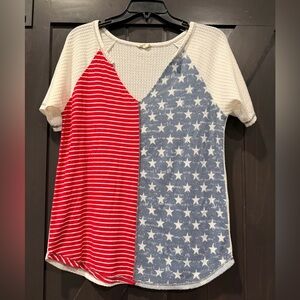 BiBi Red and Blue Star Striped Blouse